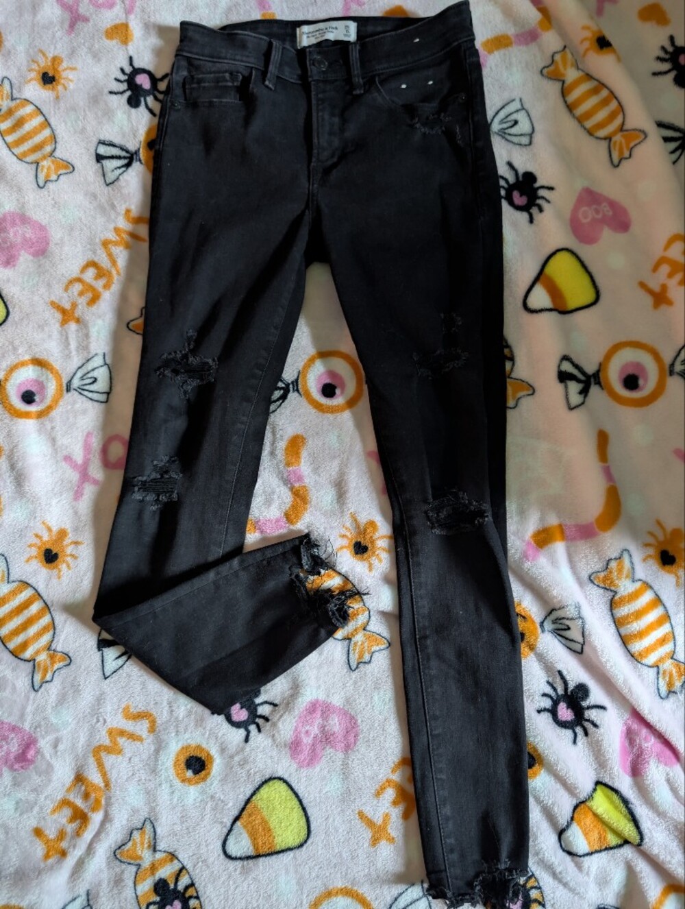 Abercrombie & Fitch Black Distressed Skinny Jeans